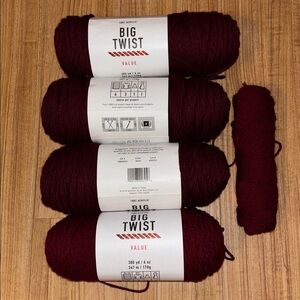 Set of 4 Big Twist Value Yarn in Wine (NWT)